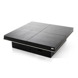 Horizon - Modern Black Crocodile Coffee Table with Pull Out Squares