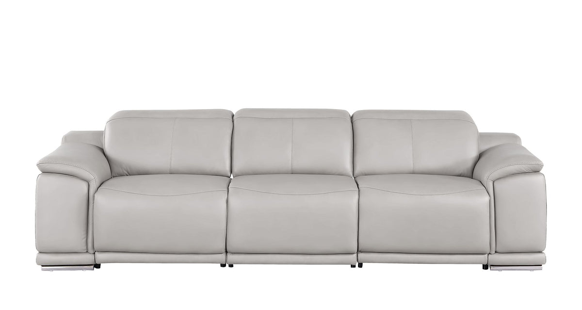 2679 Genuine Leather Sofa with Dual Power Recliners - Light Grey - SKU 2679-LT-GRAY-3.2-S-HT - view 3