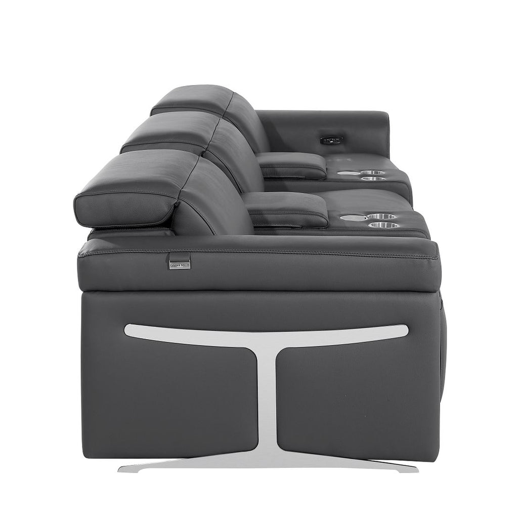 1126 Divanitalia 5-Piece Modular Power Reclining Sofa in Top Grain Italian Leather with 3 Power Recliners & Power Headrests