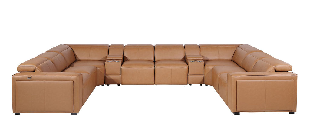 1224 Divanitalia 10-Piece U-Shaped Sectional Sofa in Top Grain Italian Leather with 4 Power Recliners & Power Headrests