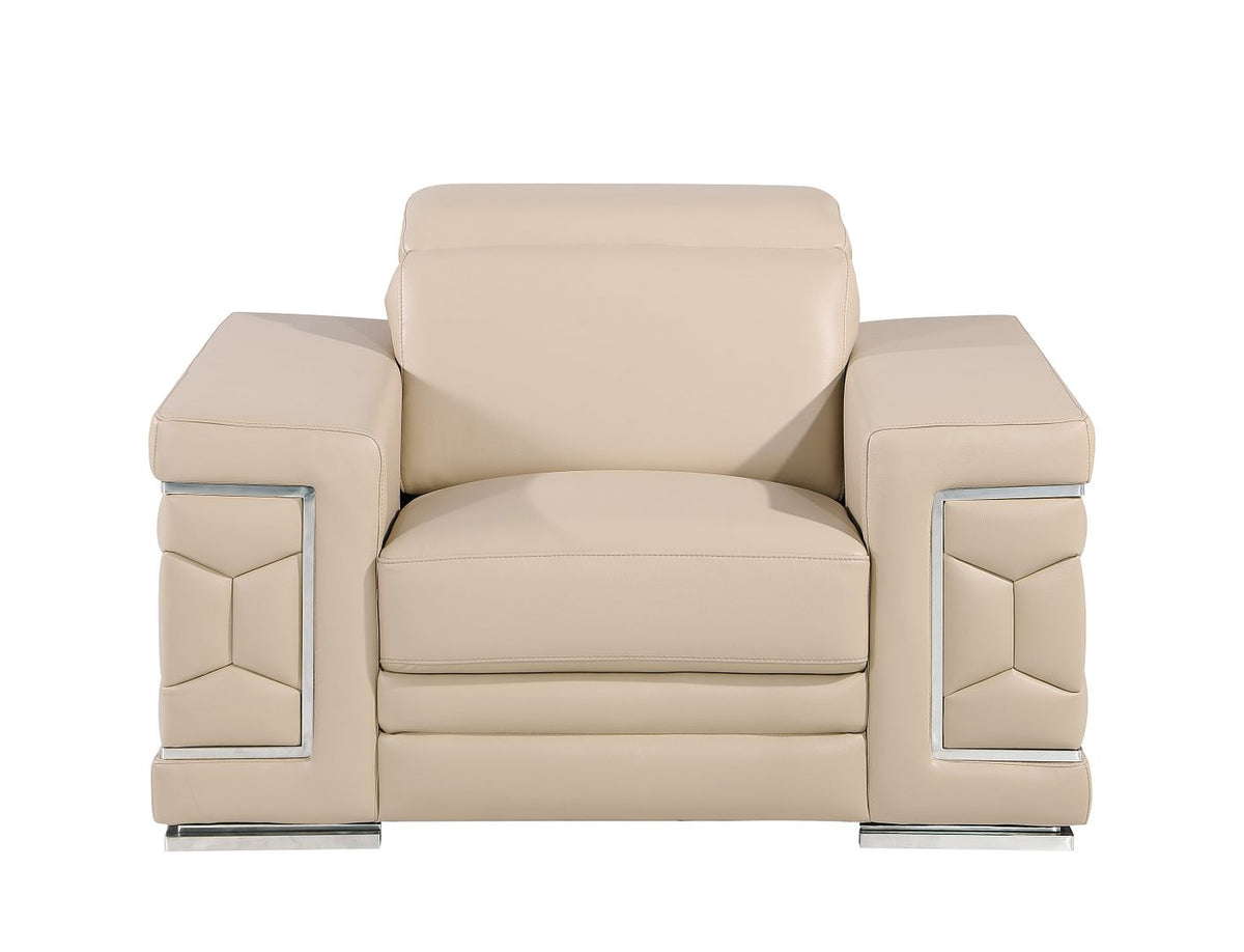 296 Modern Genuine Leather Chair - Beige - SKU 296-BEIGE-CH
