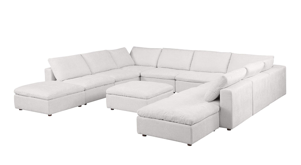 1100 Divanitalia 11-Piece Sectional Sofa with Chaise - Light Grey - SKU 1100-LT-GREY-FABRIC-11.8-U-CHAISE - view 3