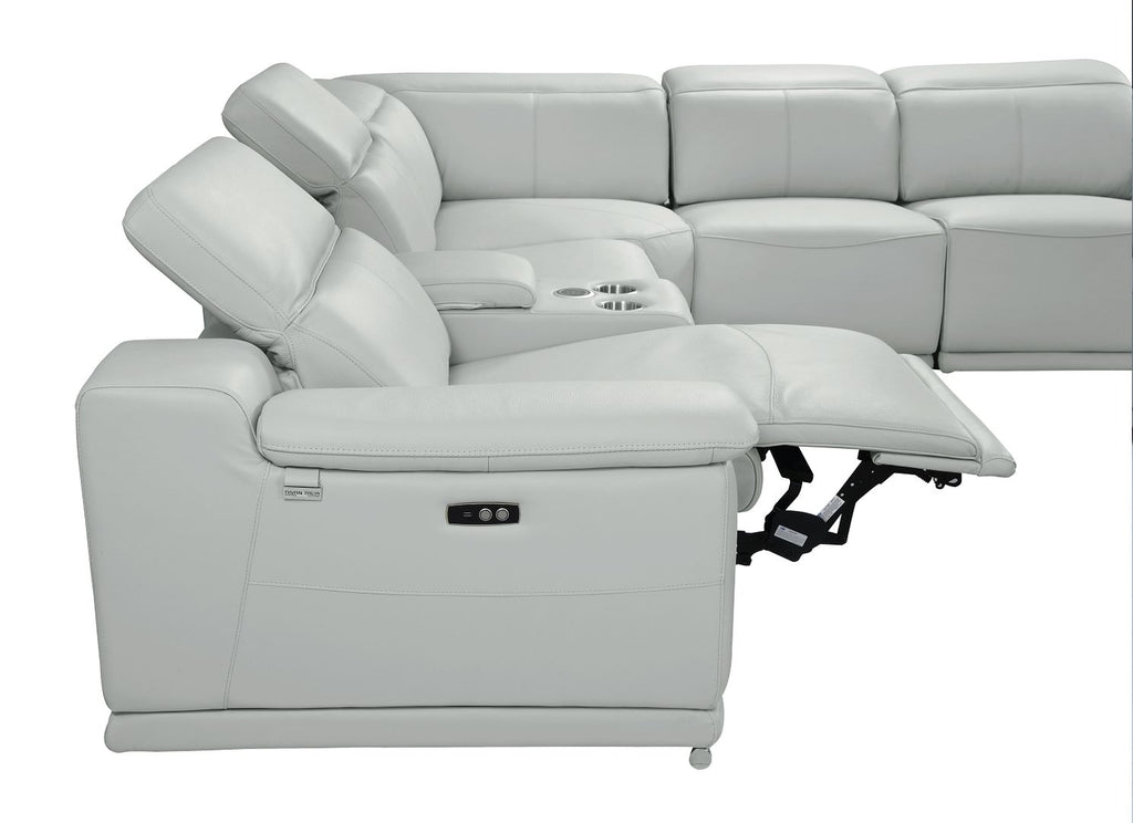 9762 Divanitalia 8-Piece L-Shaped Top Grain Italian Leather Sectional Sofa with 3 Power Recliners