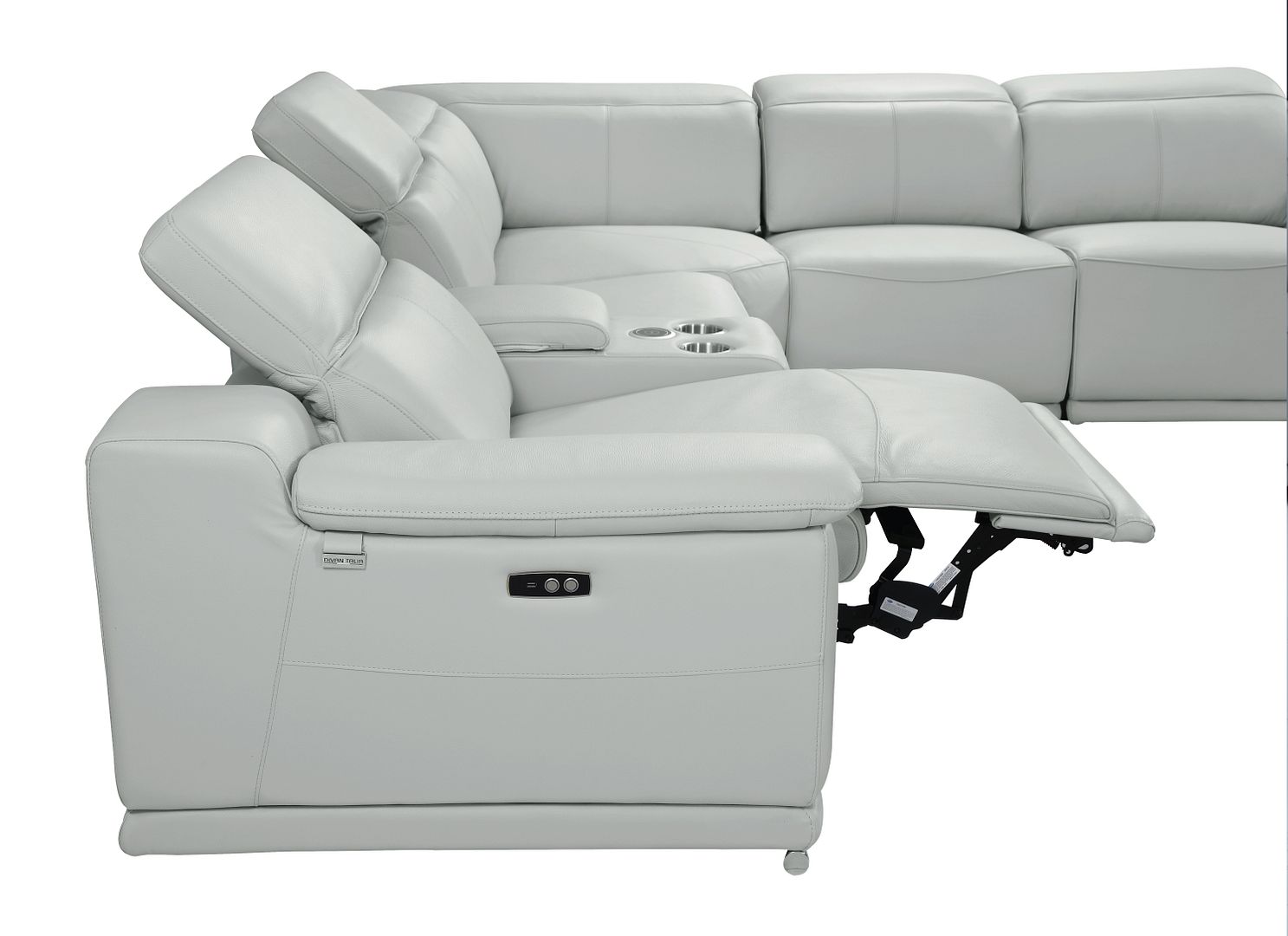 9762 Divanitalia 8-Piece L-Shaped Top Grain Italian Leather Sectional Sofa with 3 Power Recliners