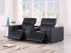 1208 Genuine Leather Dual Power Reclining Console Loveseat