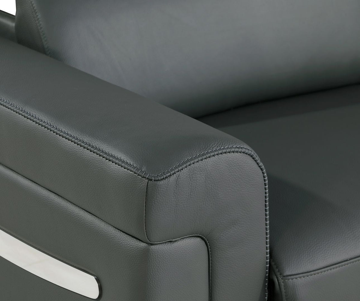 1126 Divanitalia Top Grain Italian Leather Power Reclining Chair with Power Headrests - Dark Grey - SKU 1126-DK-GREY-CH - view 7