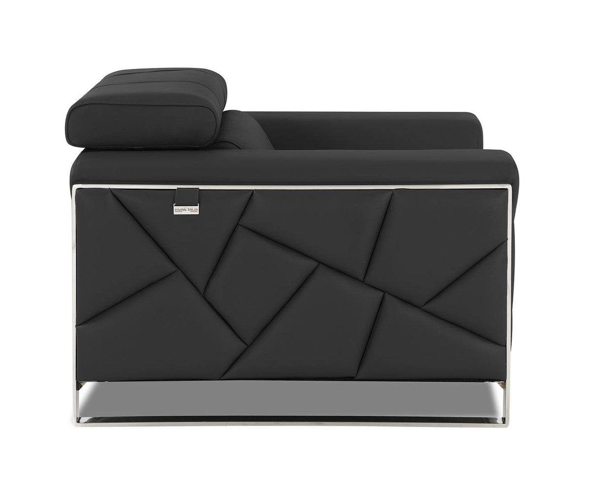 903 Divanitalia Chair with Adjustable Headrest in Top-grain Italian Leather - Dark Grey - SKU 903-CH-DARK GRAY - view 5