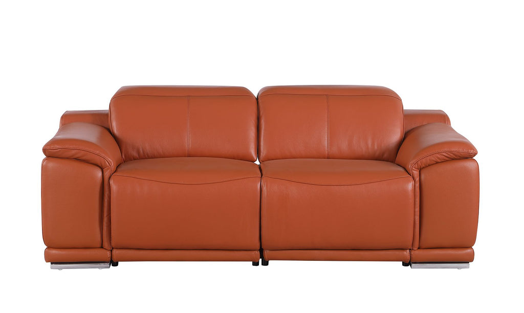 9762 Divanitalia 2-Piece Modular Power Reclining Console with 2 Power Recliners in Top Grain Italian Leather