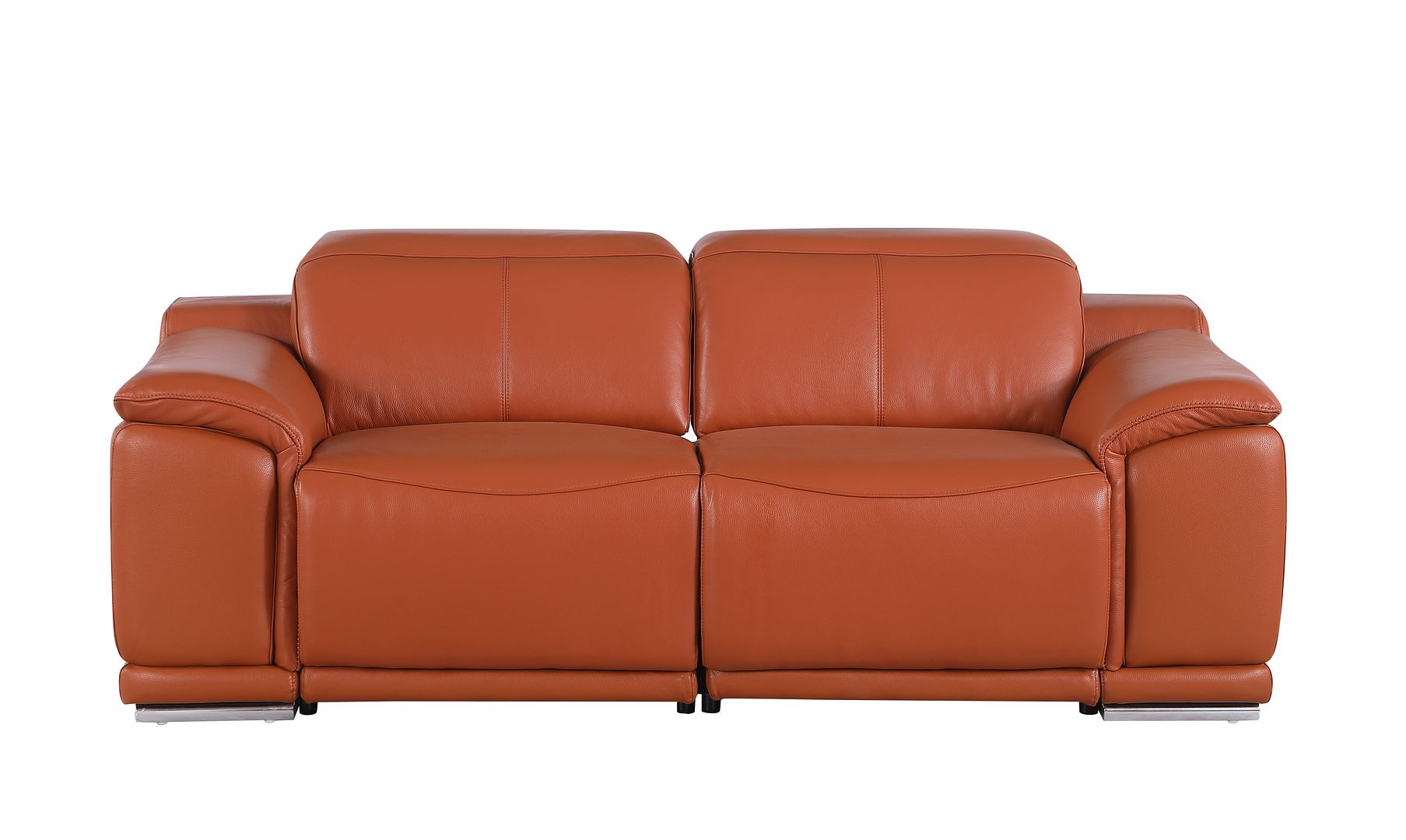 9762 Divanitalia 2-Piece Modular Power Reclining Console with 2 Power Recliners in Top Grain Italian Leather