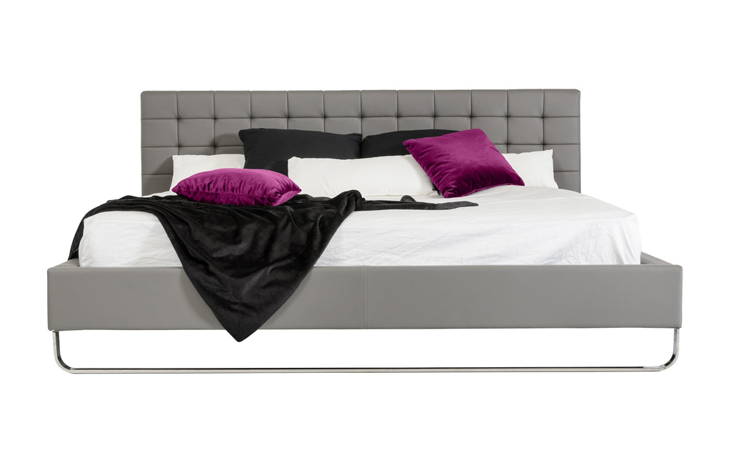 Eastern King Gemma Modern Grey Leatherette Bed