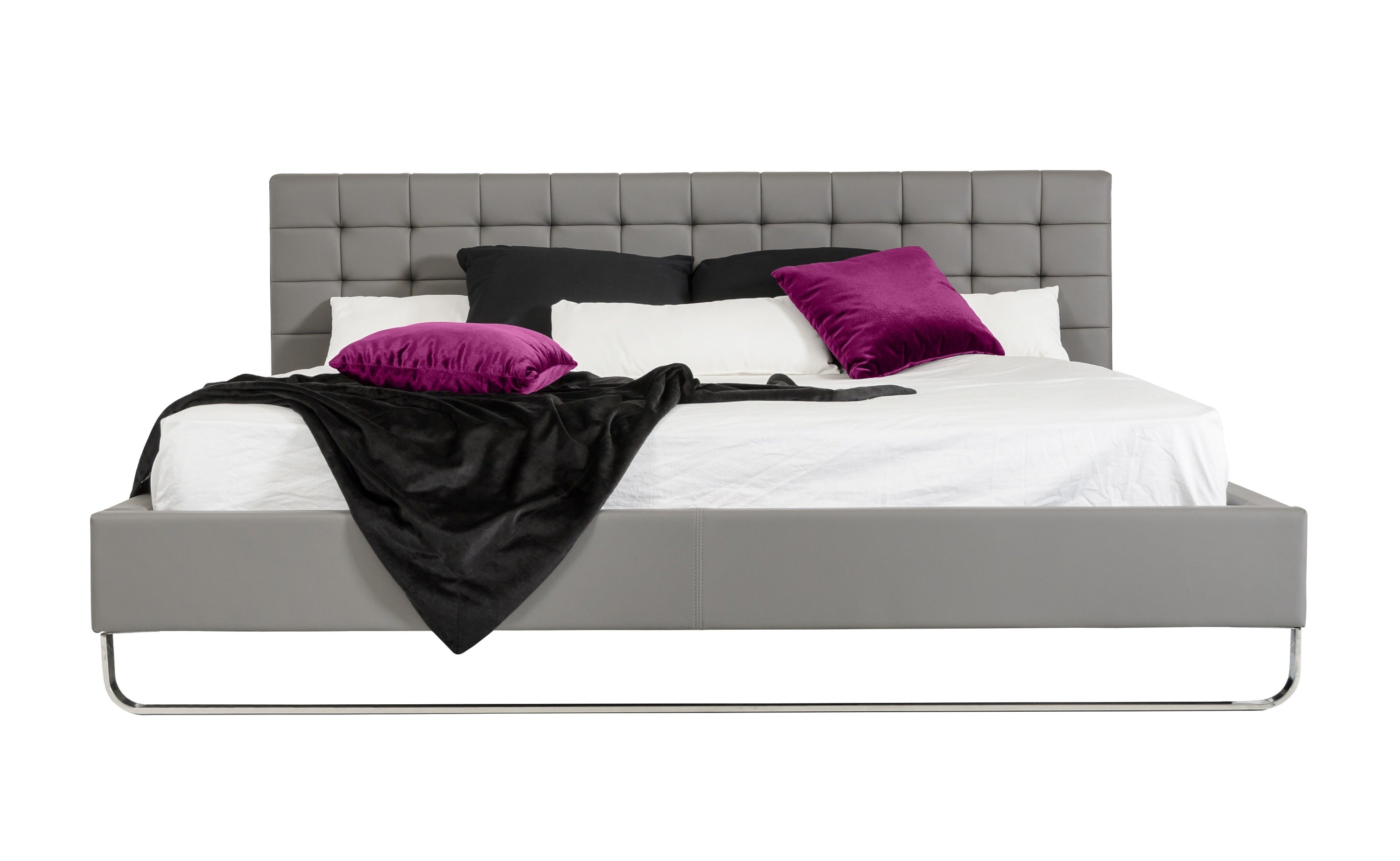 Eastern King Gemma Modern Grey Leatherette Bed