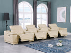 9762 Divanitalia 7-Piece Modular Top Grain Italian Leather Power Reclining Sofa with 4 Power Recliners