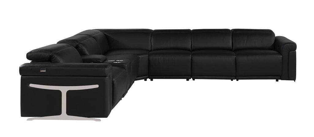 1126 Divanitalia 7-Piece L-Shaped Sectional Sofa in Top Grain Italian Leather with 4 Power Recliners & Power Headrests - Black - SKU 1126-BLACK-SEC-7PC-4PWR-SECTIONAL - GROUP - view 5