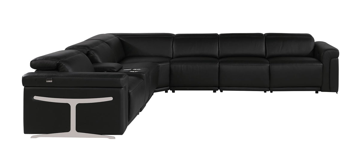 1126 Divanitalia 7-Piece L-Shaped Sectional Sofa in Top Grain Italian Leather with 4 Power Recliners & Power Headrests - Black - SKU 1126-BLACK-SEC-7PC-4PWR-SECTIONAL - GROUP - view 5