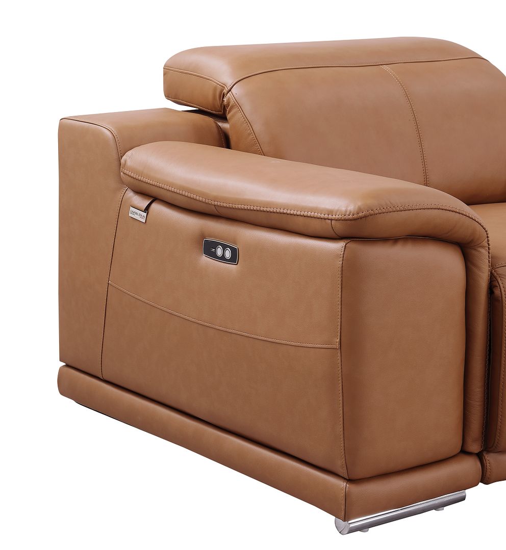 9762 Divanitalia 8-Piece U-Shaped Top Grain Italian Leather Sectional Sofa with 4 Power Recliners