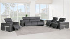 1126 Divanitalia 7-Piece Modular Power Reclining Sofa, Loveseat & Chair Set in Top Grain Italian Leather with 6 Power Recliners & Power Headrests - Dark Grey - SKU 1126-DK_GREY-7.6-HT-3PC - view 2