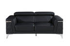 1140 Divanitalia Loveseat with Adjustable Headrest in Top-grain Italian Leather - Black