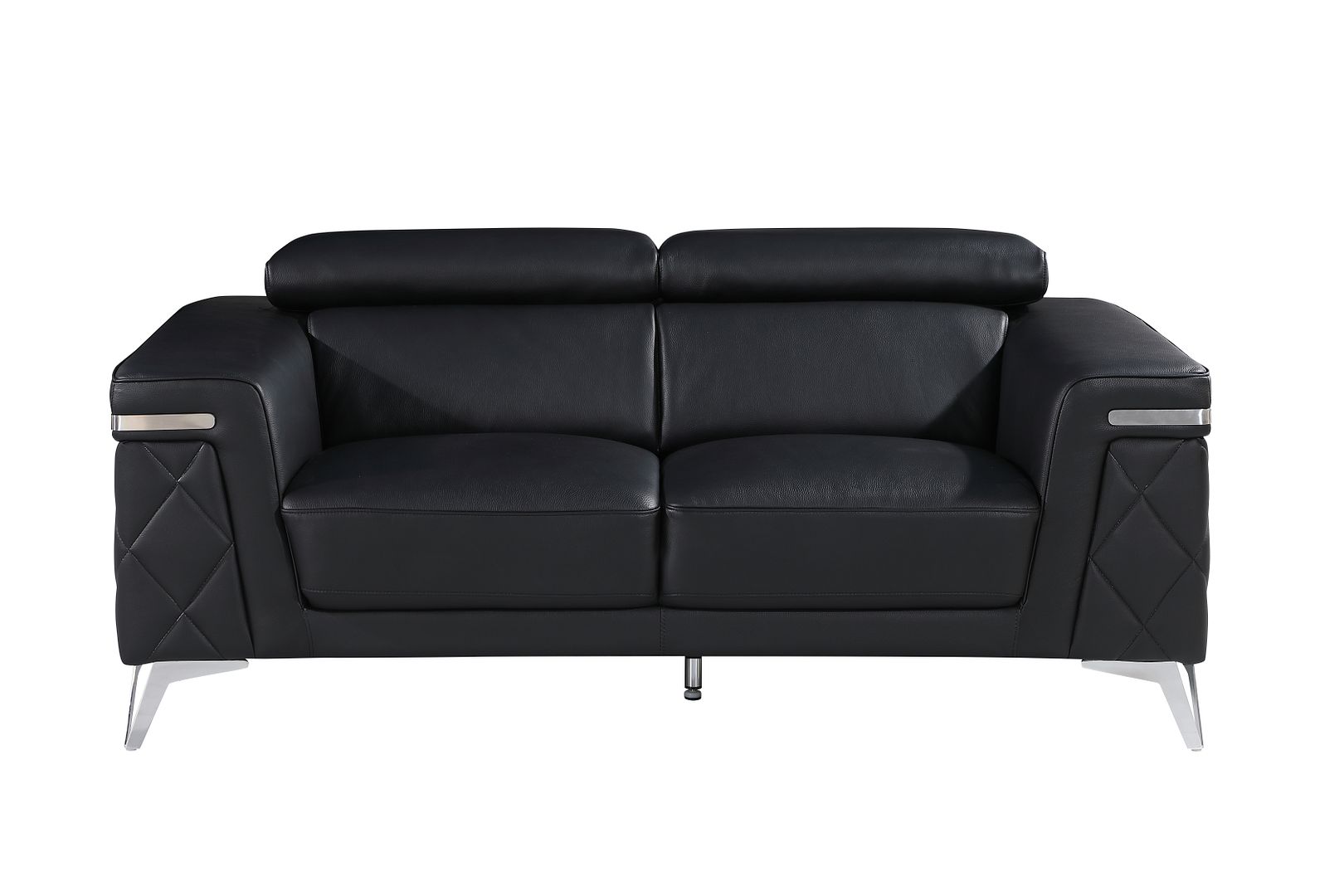 1140 Divanitalia Loveseat with Adjustable Headrest in Top-grain Italian Leather - Black