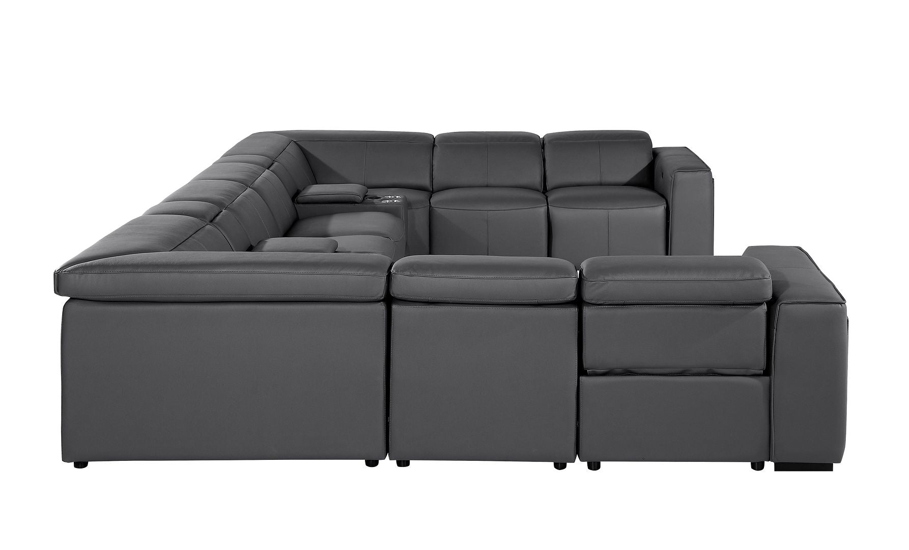 1224 Divanitalia 10-Piece U-Shaped Sectional Sofa in Top Grain Italian Leather with 4 Power Recliners & Power Headrests