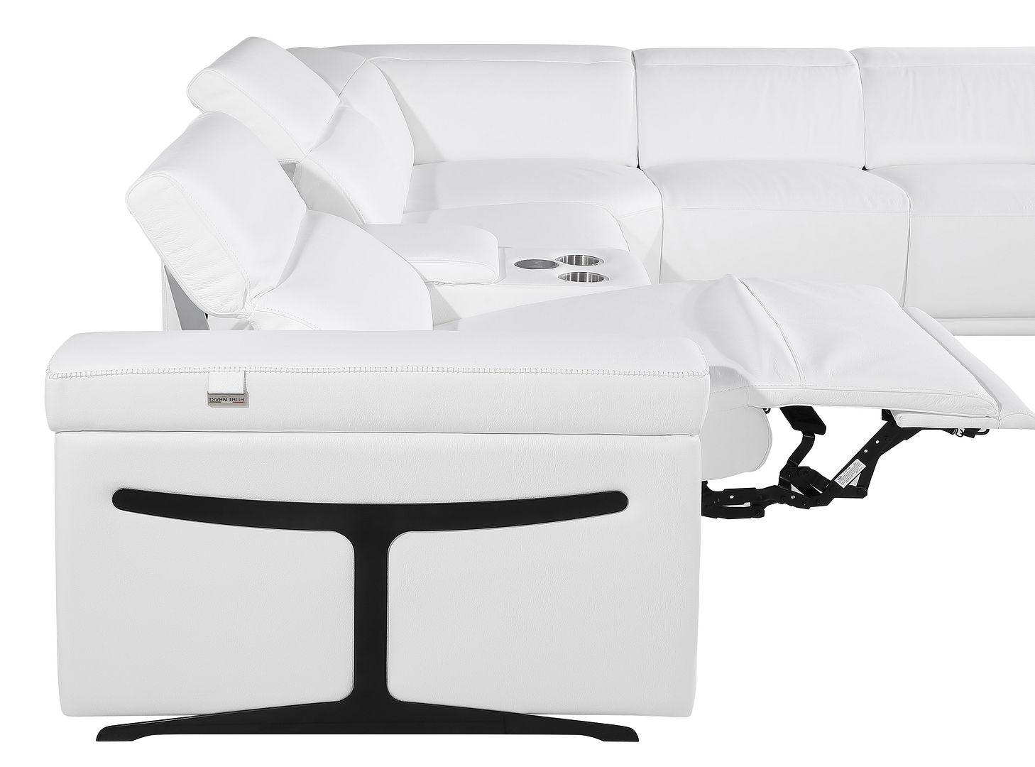 1126 Divanitalia 8-Piece U-Shaped Sectional Sofa in Top Grain Italian Leather with 2 Power Recliners & Power Headrests