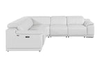9762 Divanitalia 5-Piece L-Shaped Top Grain Italian Leather Sectional Sofa with 3 Power Recliners