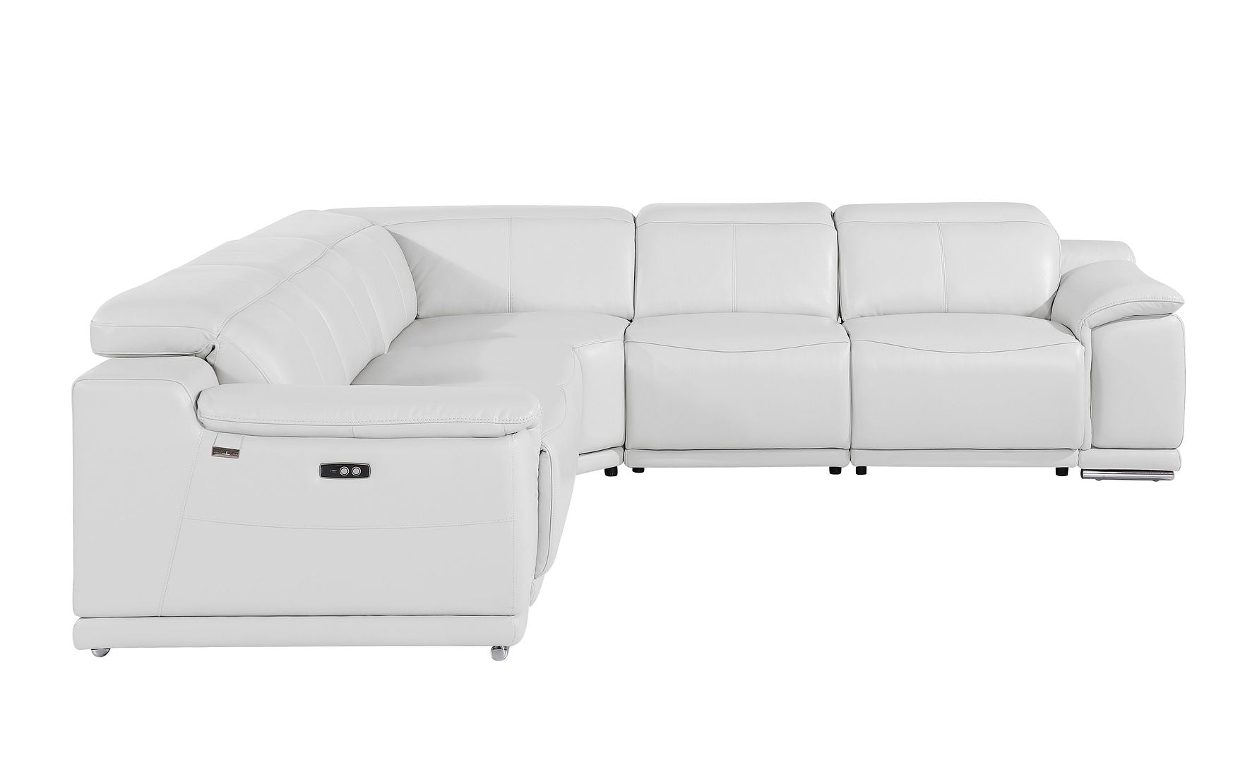 9762 Divanitalia 5-Piece L-Shaped Top Grain Italian Leather Sectional Sofa with 3 Power Recliners