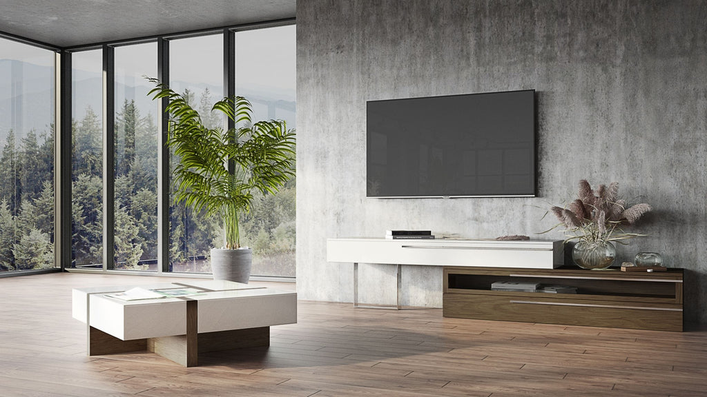 Makai Modern White & Walnut Square Coffee Table