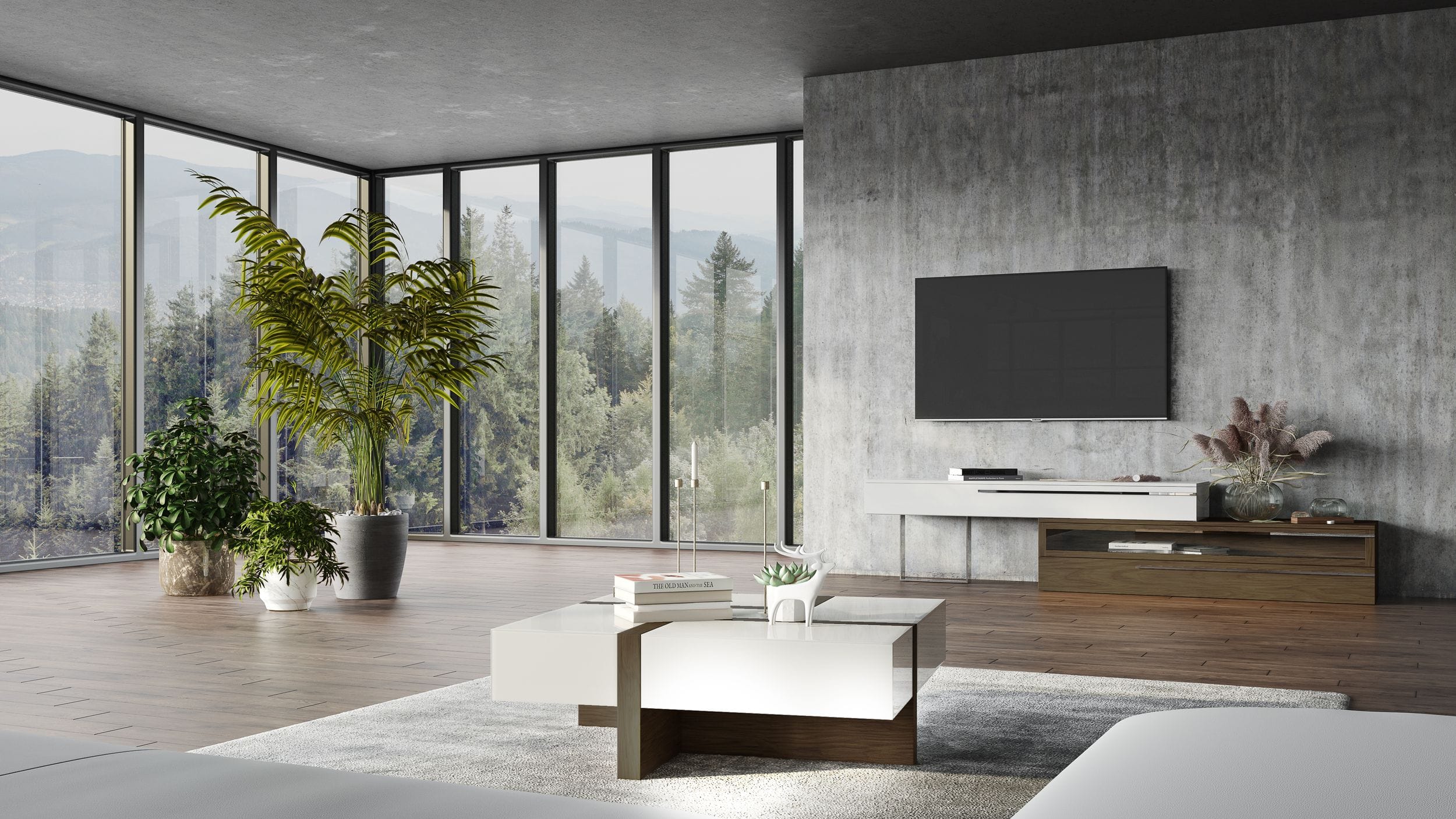Makai Modern White & Walnut Square Coffee Table