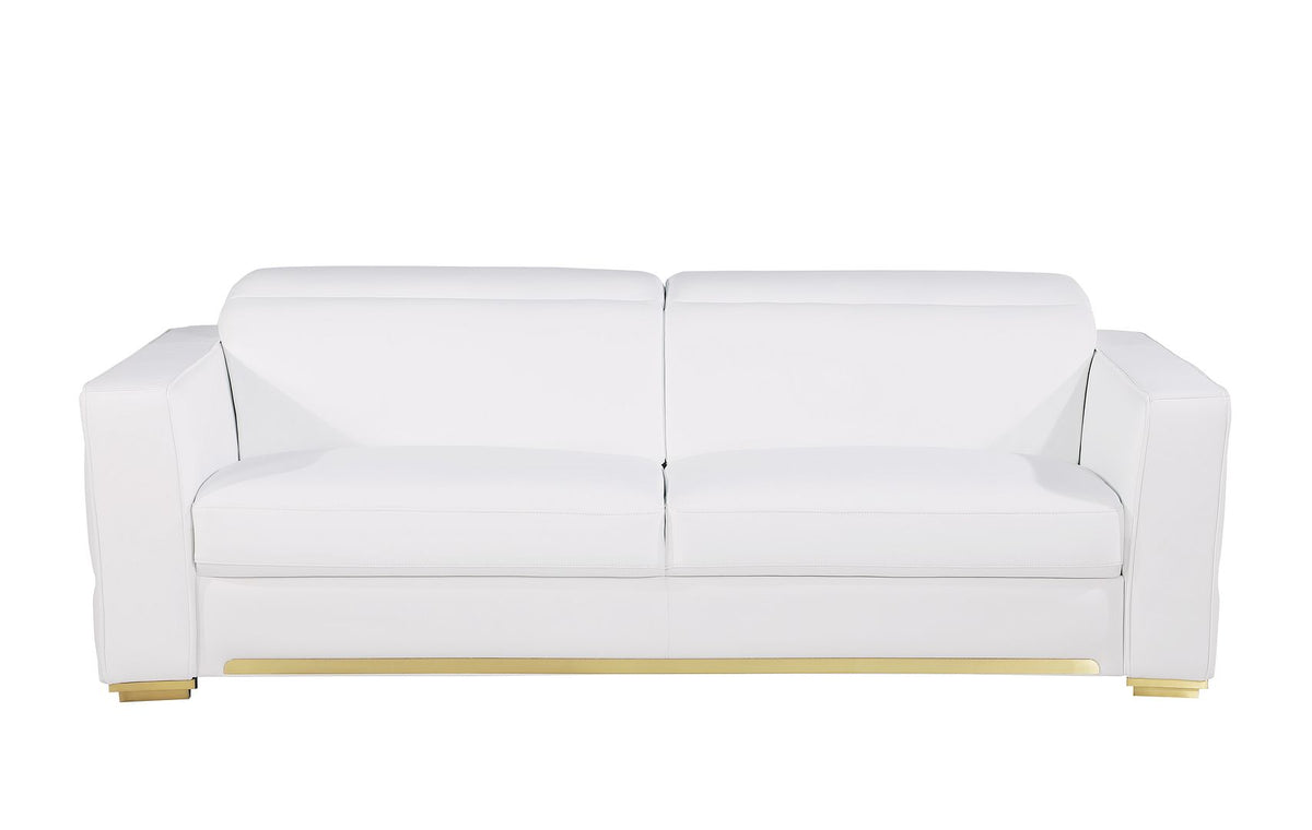 1120 Divanitalia Sofa with Adjustable Headrest in Top-grain Italian Leather - White - SKU 1120-WHITE-S