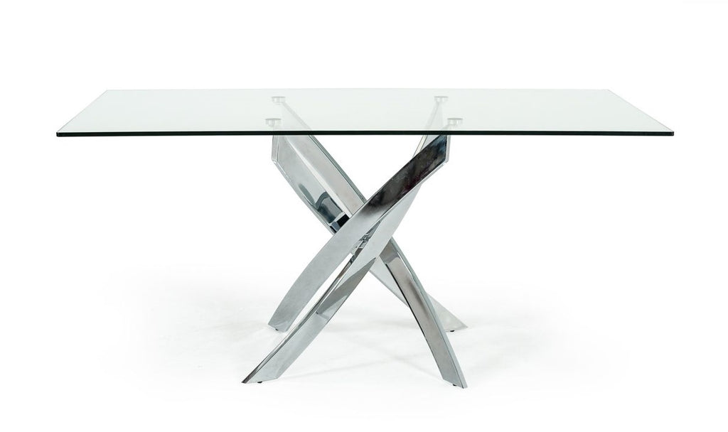Pyrite Modern Rectangular Glass Dining Table