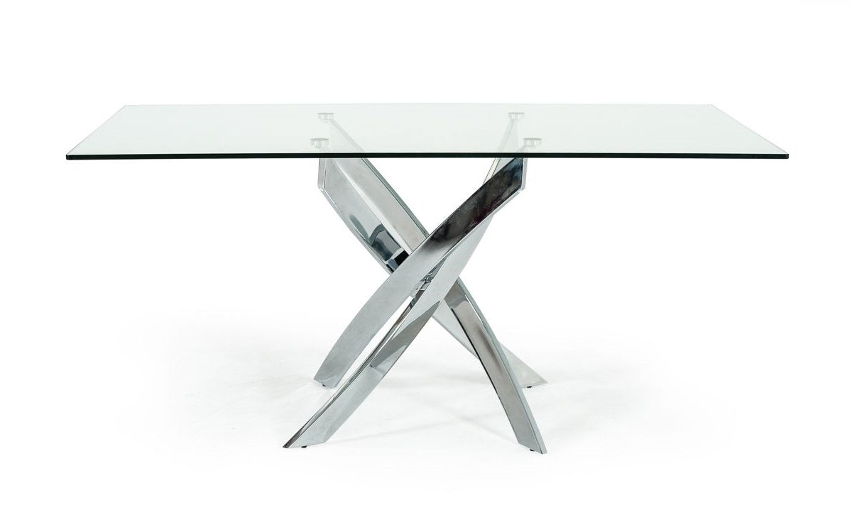 Pyrite Modern Rectangular Glass Dining Table
