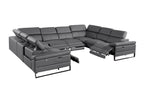 1246 Divanitalia 8-Piece U-Shaped Modular Power Reclining Sectional Sofa with 4 Power Recliners and Power Headrests - Top Grain Italian Leather