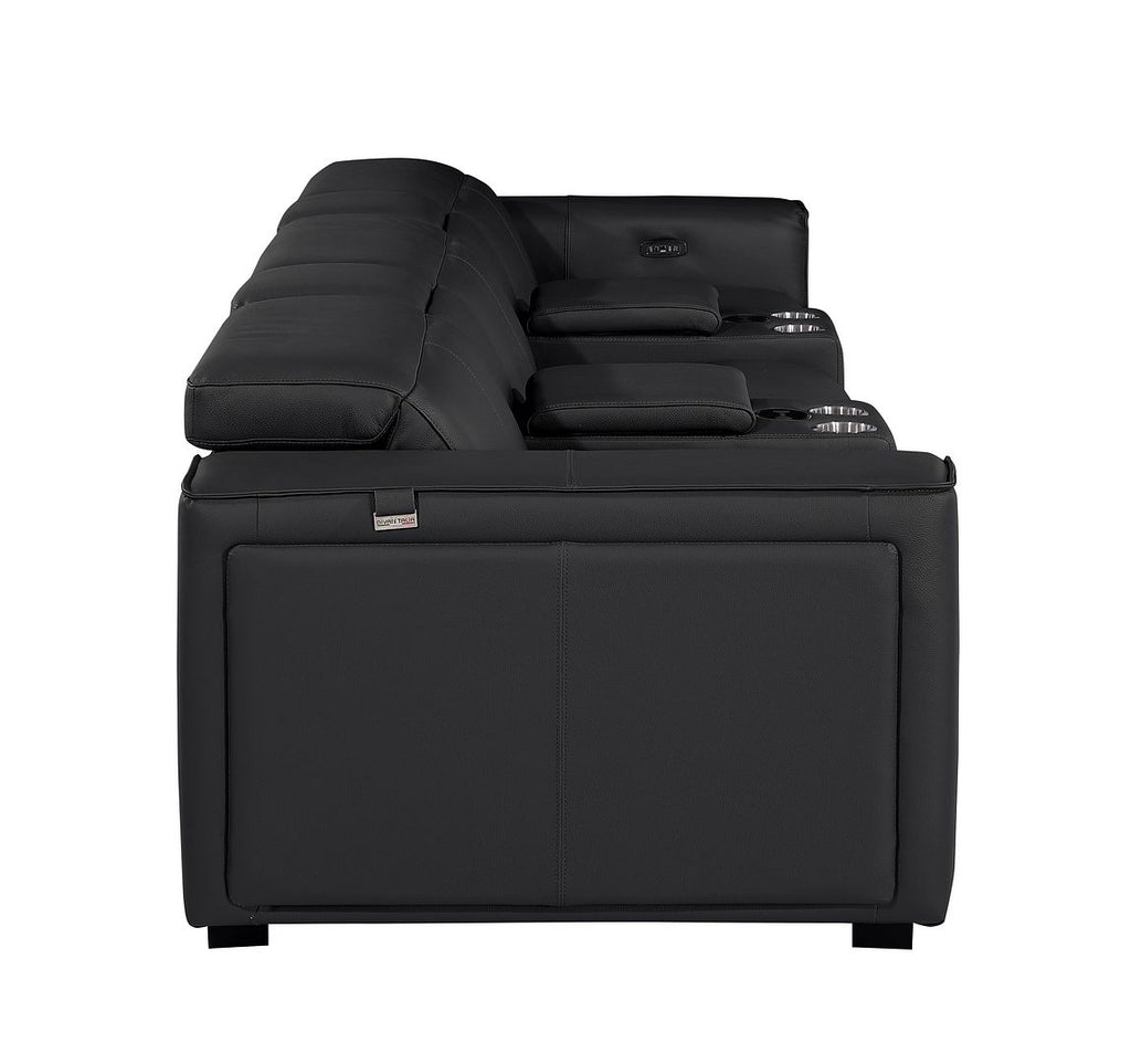 1224 Divanitalia 5-Piece Modular Power Reclining Sofa in Top Grain Italian Leather with 3 Power Recliners & Power Headrests - Black - SKU 1224-BLACK-5.3-HT - view 6