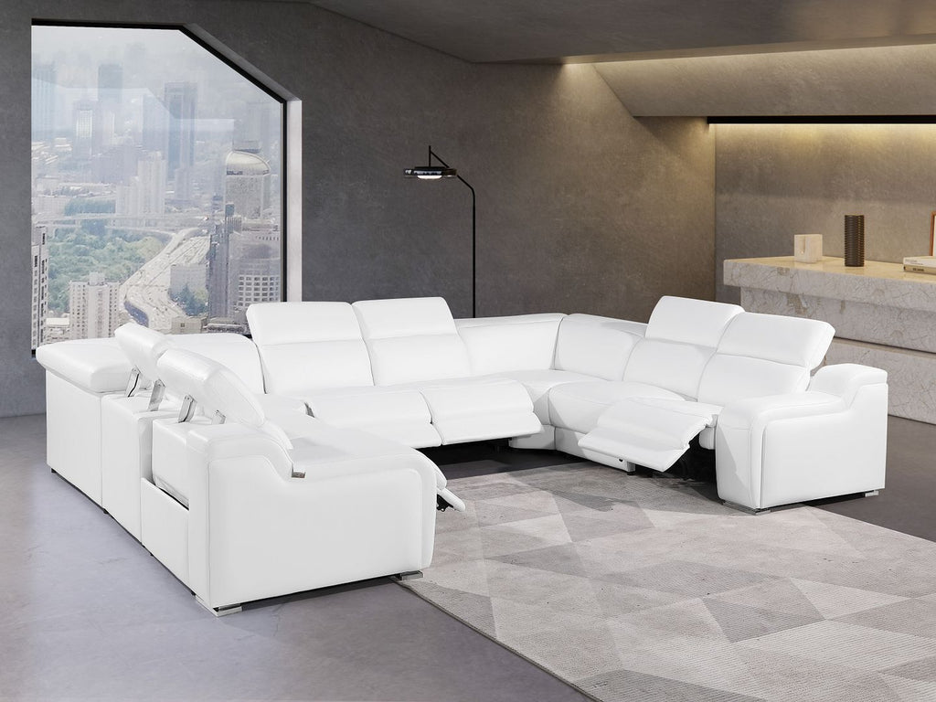 1116 Divanitalia 8-Piece U-Shaped Sectional Sofa in Top Grain Italian Leather with 4 Power Recliners & Power Headrests - White - SKU 1116-WHITE-8PC-4PWR-U-NC-SECTIONAL-GROUP - view 2