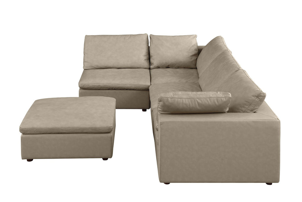 1100 Divanitalia 5-Piece Left Arm Facing 3-Seat Sectional Sofa - Top-grain Italian Leather