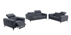 989 Divanitalia Power Reclining 3-Piece Sofa Set with Power Headrest in Top-grain Italian Leather - Dark Grey - SKU 989-DK-GRAY-3PC - view 2