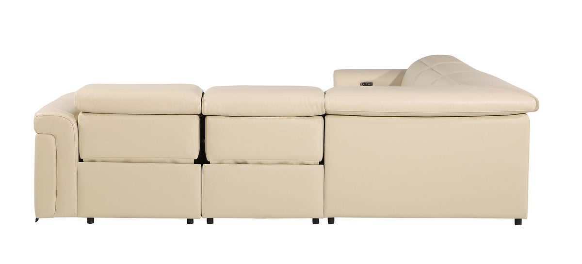 1126 Divanitalia 5-Piece L-Shaped Sectional Sofa in Top Grain Italian Leather with 3 Power Recliners & Power Headrests - Beige - SKU 1126-BEIGE-SEC-5PC-3PWR-SECTIONAL- GROUP - view 6