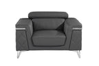 1140 Divanitalia 3-Piece Sofa Set with Adjustable Headrest in Top-grain Italian Leather - Dark Grey - SKU 1140-DK-GREY-3PC - view 9