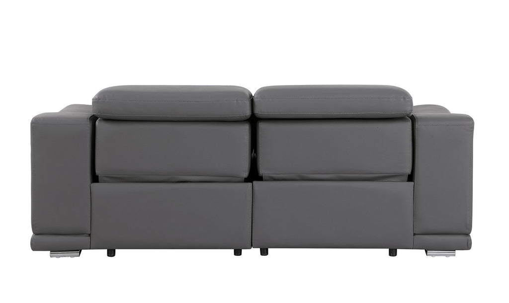 9762 Divanitalia 2-Piece Modular Power Reclining Console with 2 Power Recliners in Top Grain Italian Leather