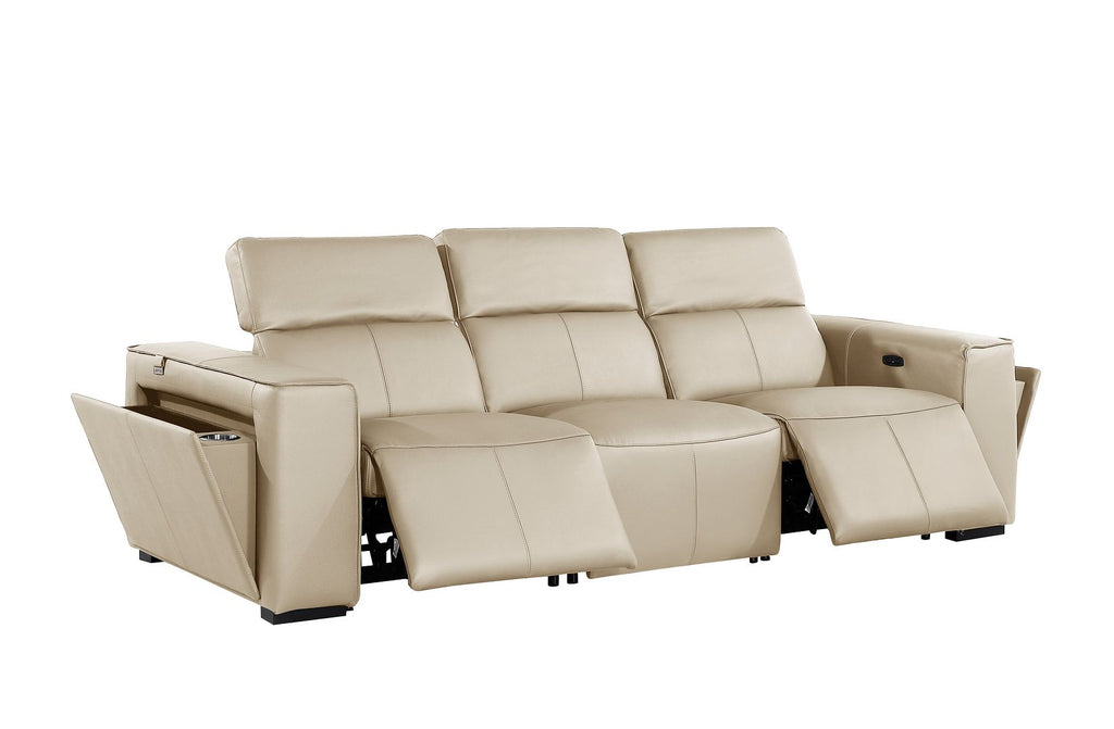 1224 Divanitalia 3-Piece Modular Power Reclining Sofa in Top Grain Italian Leather with 2 Power Recliners & Power Headrests