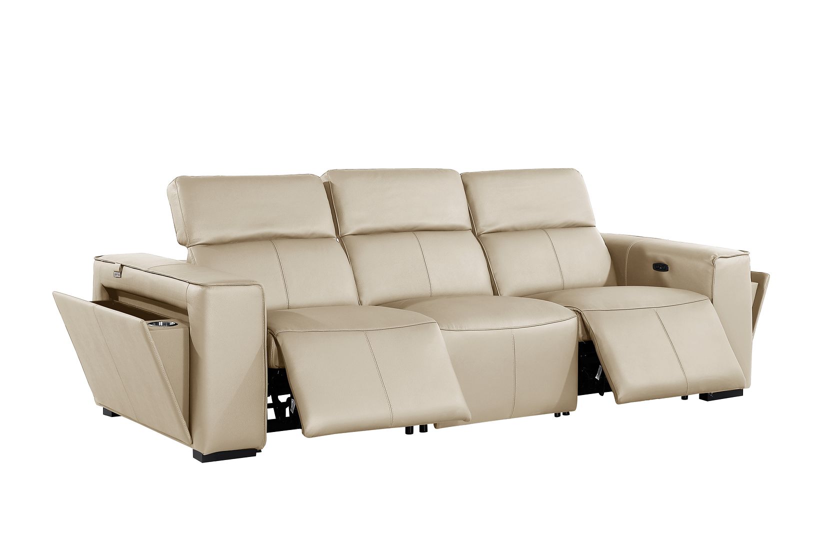 1224 Divanitalia 3-Piece Modular Power Reclining Sofa in Top Grain Italian Leather with 2 Power Recliners & Power Headrests