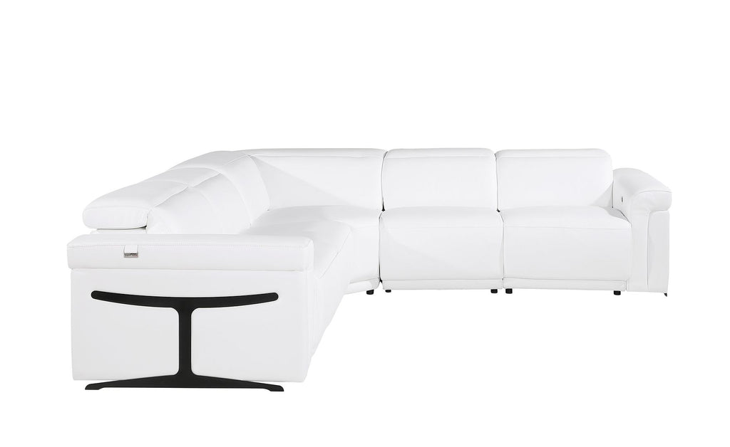 1126 Divanitalia 5-Piece L-Shaped Sectional Sofa in Top Grain Italian Leather with 3 Power Recliners & Power Headrests - White - SKU 1126-WHITE-SEC-5PC-3PWR-SECTIONAL-GROUP - view 4