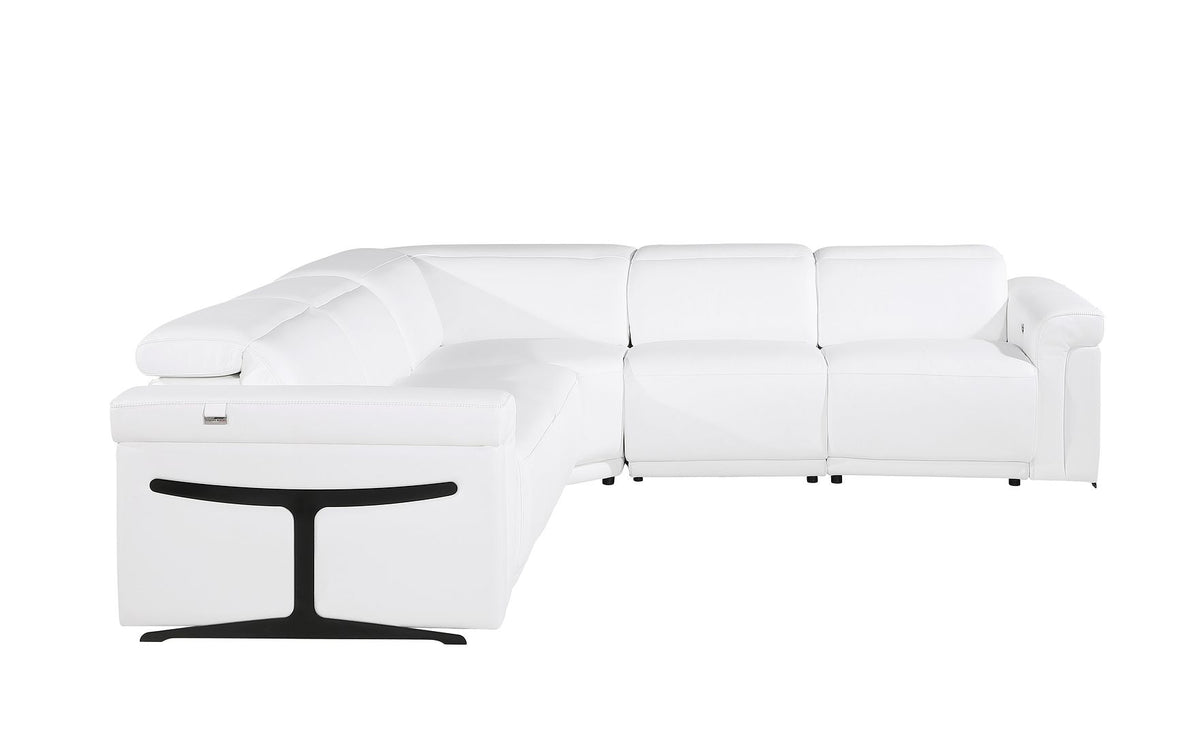 1126 Divanitalia 5-Piece L-Shaped Sectional Sofa in Top Grain Italian Leather with 3 Power Recliners & Power Headrests - White - SKU 1126-WHITE-SEC-5PC-3PWR-SECTIONAL-GROUP - view 4