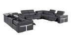 1126 Divanitalia 12-Piece U-Shaped Sectional Sofa in Top Grain Italian Leather with 4 Power Recliners & Power Headrests - Dark Grey - SKU 1126-DK_GREY-12PC-4PWR-U-SECTIONAL-GROUP - view 5