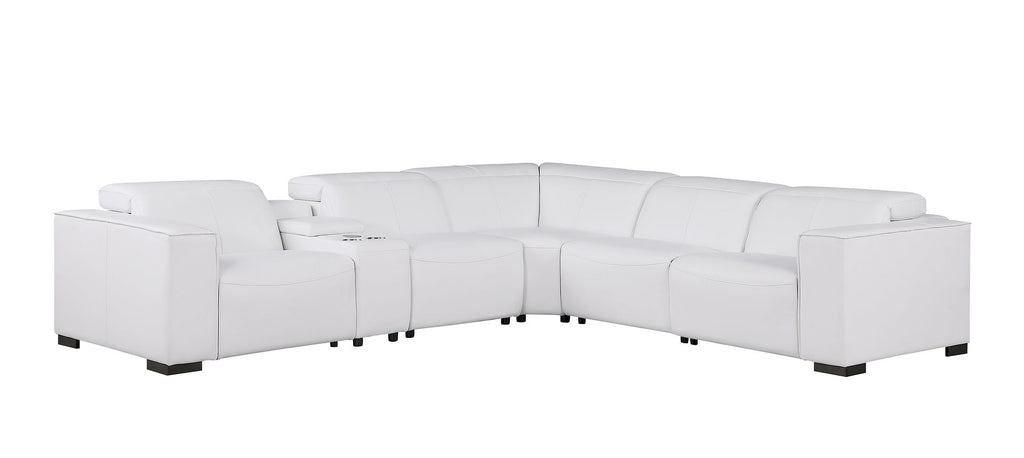 1208 6-Piece L-Shaped Leather Reclining Sectional Sofa with 3 Power Recliners