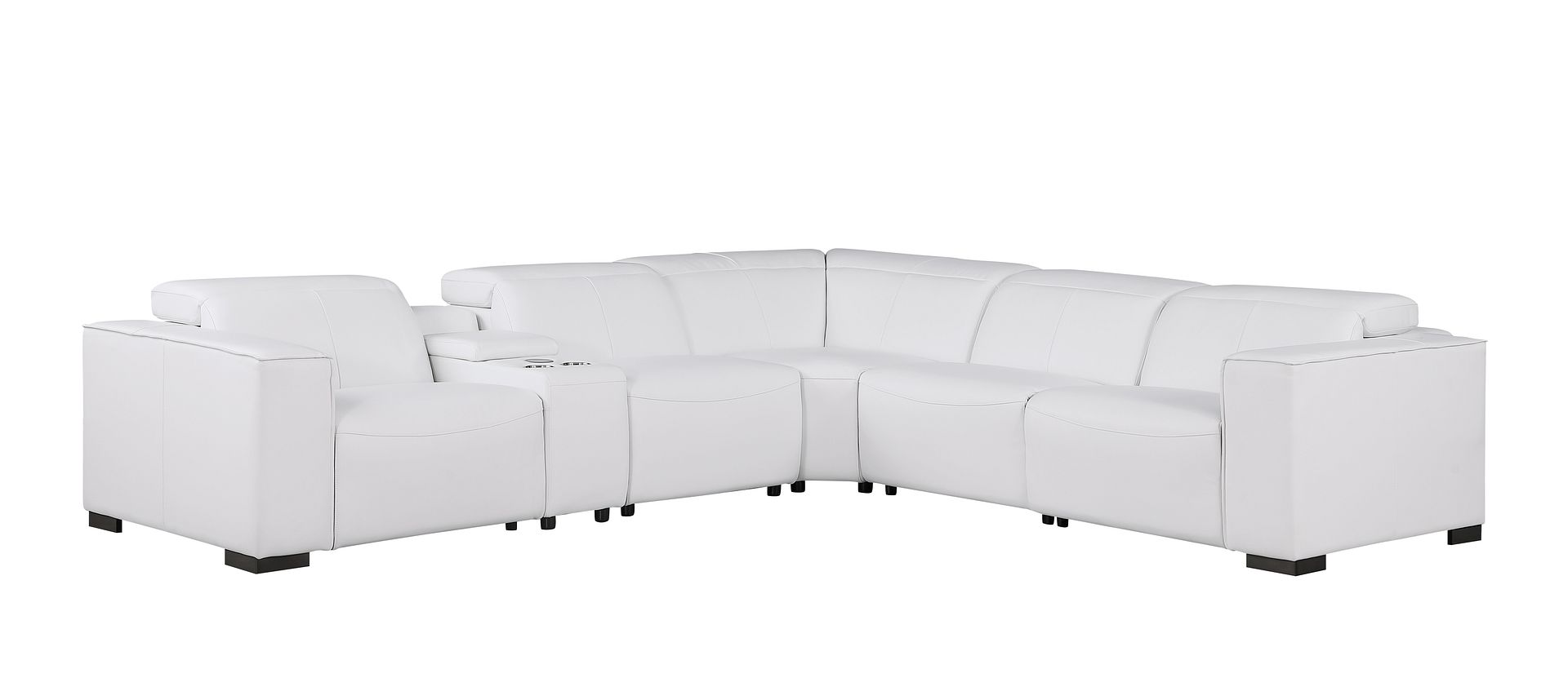 1208 6-Piece L-Shaped Leather Reclining Sectional Sofa with 3 Power Recliners