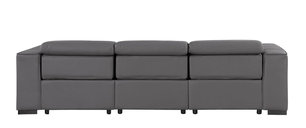 1208 Genuine Leather Triple Power Reclining Sofa - Dark Grey - SKU 1208-DK-GREY-3.3-HT - view 7