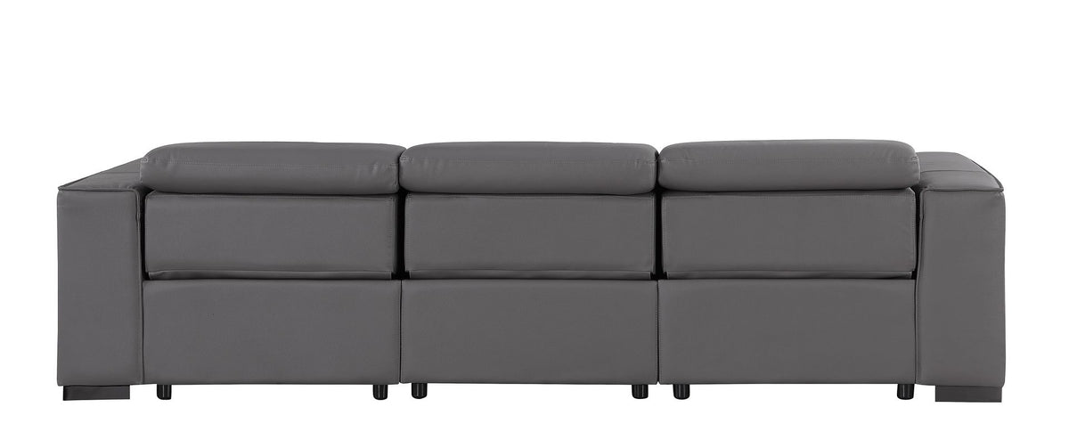 1208 Genuine Leather Triple Power Reclining Sofa - Dark Grey - SKU 1208-DK-GREY-3.3-HT - view 7