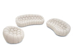 Yolonda - Modern Curved Beige Fabric Loveseat