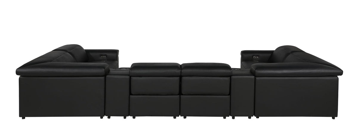 1126 Divanitalia 8-Piece U-Shaped Sectional Sofa in Top Grain Italian Leather with 4 Power Recliners & Power Headrests - Black - SKU 1126-BLACK-8PC-4PWR-U-SECTIONAL-GROUP - view 7